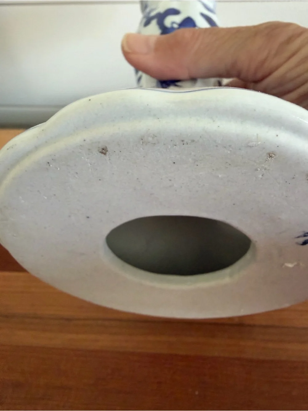 Vintage Candle Holder Cobalt Blue Porcelain Floral Design
